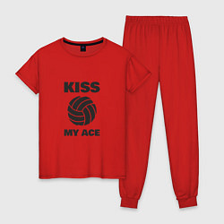 Пижама хлопковая женская Volleyball - Kiss My Ace, цвет: красный