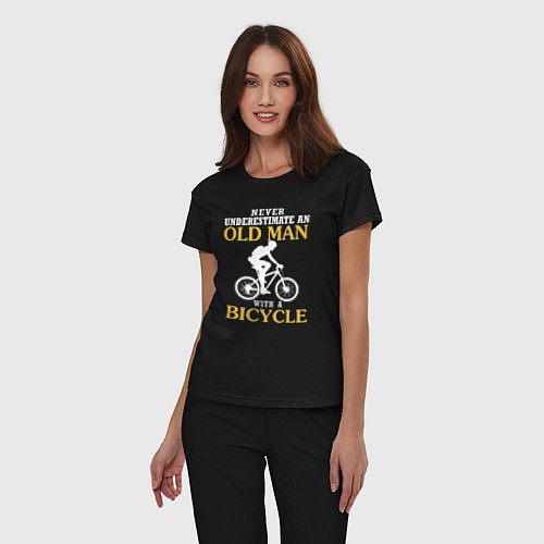 Женская пижама Никогда не недооценивайте старика с велосипедом / Черный – фото 3