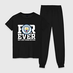 Пижама хлопковая женская Manchester City FOREVER NOT JUST WHEN WE WIN Манче, цвет: черный