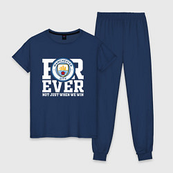 Пижама хлопковая женская Manchester City FOREVER NOT JUST WHEN WE WIN Манче, цвет: тёмно-синий