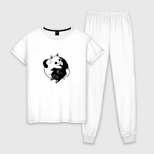 Женская пижама Yin Yang Black And White Cats / Белый – фото 1