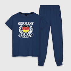 Пижама хлопковая женская Футбол Германия, цвет: тёмно-синий