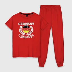Пижама хлопковая женская Футбол Германия, цвет: красный