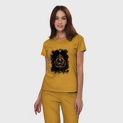 Пижама хлопковая женская ELDEN RING SYMBOL LOGO, цвет: горчичный — фото 2