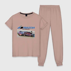Пижама хлопковая женская Mazda Motorsport Racing team!, цвет: пыльно-розовый