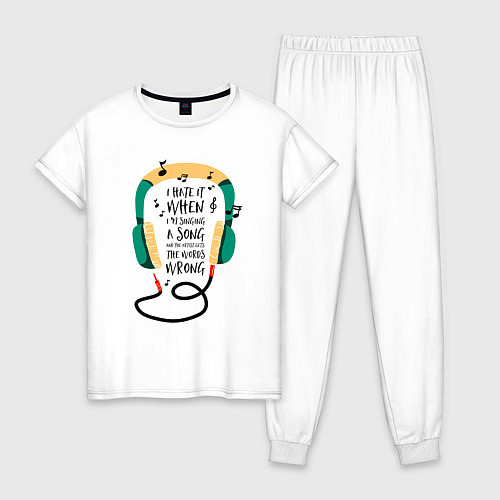 Женская пижама Наушники и ноты / Белый – фото 1