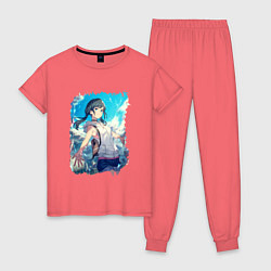 Пижама хлопковая женская Добрая Хина, цвет: коралловый