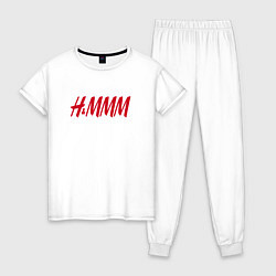 Пижама хлопковая женская H&MMM LOGO, цвет: белый
