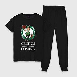 Пижама хлопковая женская Boston Celtics are coming Бостон Селтикс, цвет: черный
