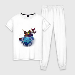 Пижама хлопковая женская Зомби рыбак, цвет: белый