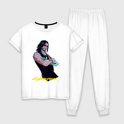 Пижама хлопковая женская Джонни Cyberpunk2077 Johnny, цвет: белый