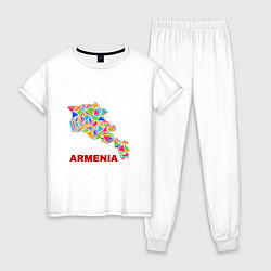 Пижама хлопковая женская Armenian Color, цвет: белый