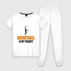 Пижама хлопковая женская Баскетбол моя терапия, цвет: белый