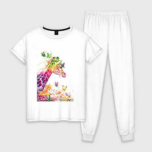 Женская пижама Жираф и бабочки / Белый – фото 1