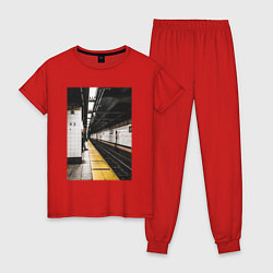 Пижама хлопковая женская Метрополитен В Нью-Йорке, цвет: красный