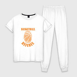 Пижама хлопковая женская Баскетбольный судья, цвет: белый