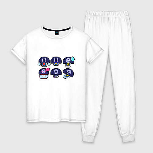 Женская пижама Значки на Дэррила Пины Бравл Старс Darryl / Белый – фото 1