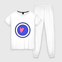 Пижама хлопковая женская Сердце в круге с обводкой, цвет: белый
