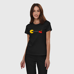Пижама хлопковая женская Pac-man 8bit, цвет: черный — фото 2