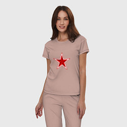 Пижама хлопковая женская Звезда ВС РФ, цвет: пыльно-розовый — фото 2