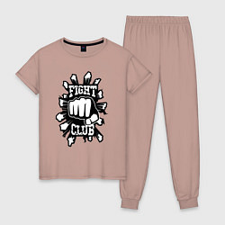 Пижама хлопковая женская F Club, цвет: пыльно-розовый