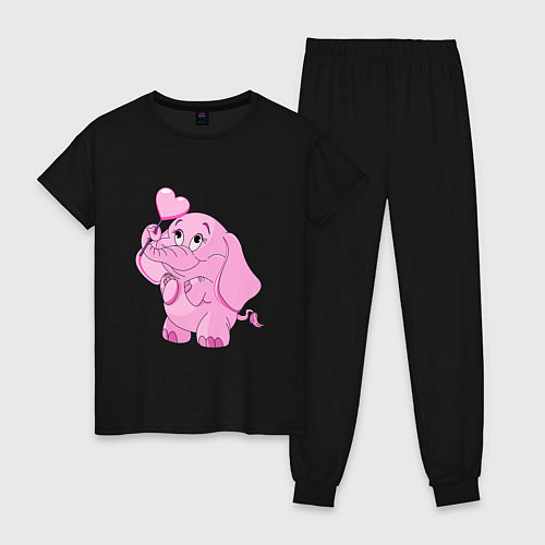 Женская пижама Розовый слонёнок / Черный – фото 1