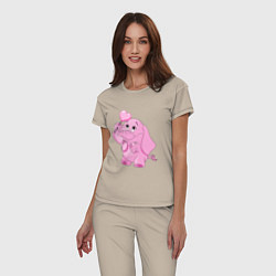Пижама хлопковая женская Розовый слонёнок, цвет: миндальный — фото 2