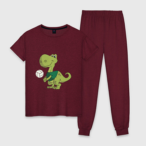Женская пижама Volleyball Dinosaur / Меланж-бордовый – фото 1