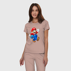 Пижама хлопковая женская Super Mario Hero!, цвет: пыльно-розовый — фото 2