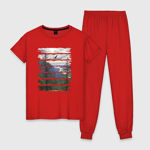 Женская пижама Горы, небо и птицы / Красный – фото 1