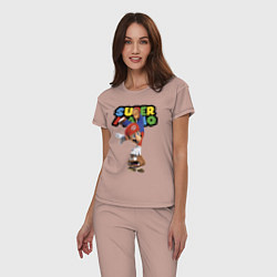 Пижама хлопковая женская Mario and Goomba Super Mario, цвет: пыльно-розовый — фото 2