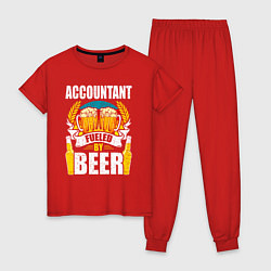 Пижама хлопковая женская Бухгалтер подпитывается пивом, цвет: красный