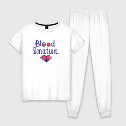Пижама хлопковая женская Blood Donation, цвет: белый