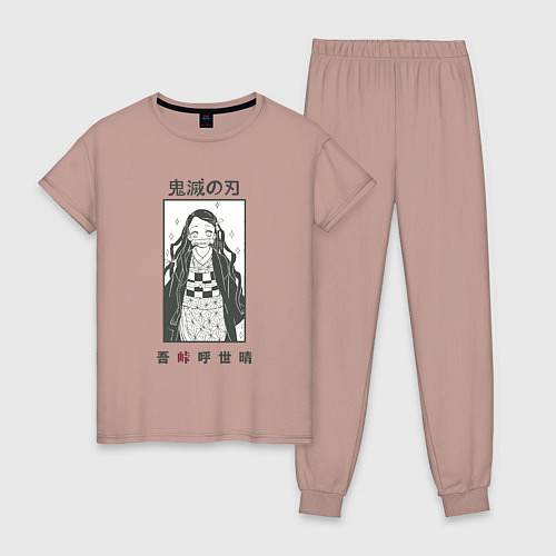 Женская пижама Незуко камадо прямоугольник / Пыльно-розовый – фото 1