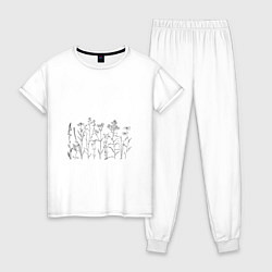 Женская пижама Минималистичная ботаническая иллюстрация растений