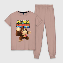 Пижама хлопковая женская Mario Donkey Kong Nintendo Gorilla, цвет: пыльно-розовый