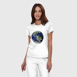 Пижама хлопковая женская Земля Вид из космоса, цвет: белый — фото 2