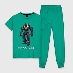 Пижама хлопковая женская TITANFALL ROBOT ART титанфолл, цвет: зеленый