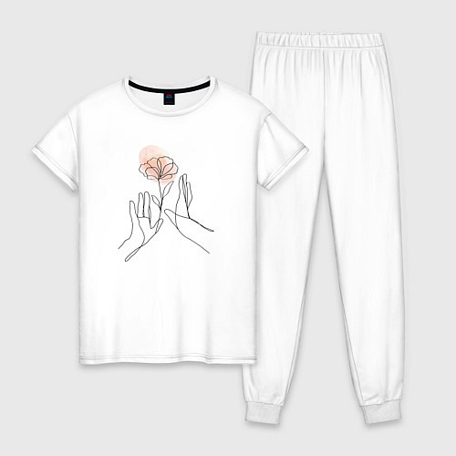 Женская пижама Цветок в руках / Белый – фото 1