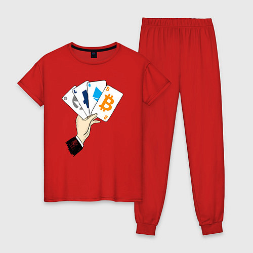 Женская пижама Криптовалютные карты / Красный – фото 1