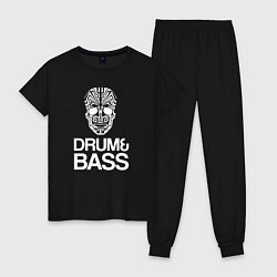 Пижама хлопковая женская Drum and bass mix, цвет: черный