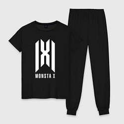 Пижама хлопковая женская Monsta x logo, цвет: черный