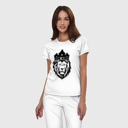 Пижама хлопковая женская Lion one king, цвет: белый — фото 2