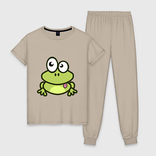 Женская пижама Забавный зеленый лягушонок / Миндальный – фото 1