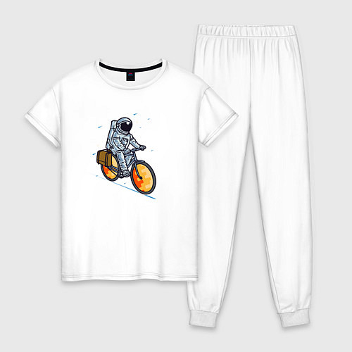 Женская пижама Космонавт на велосипеде / Белый – фото 1