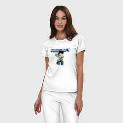 Пижама хлопковая женская Minecraft Hero Video game Pose, цвет: белый — фото 2