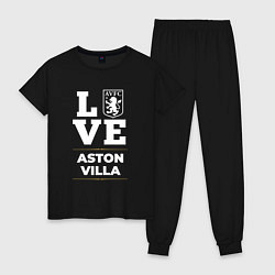 Пижама хлопковая женская Aston Villa Love Classic, цвет: черный
