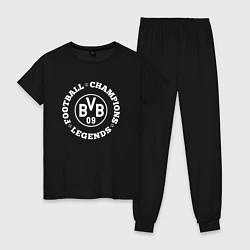 Пижама хлопковая женская Borussia Чемпионы Легенды, цвет: черный