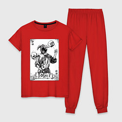 Пижама хлопковая женская Joker Skull Card, цвет: красный