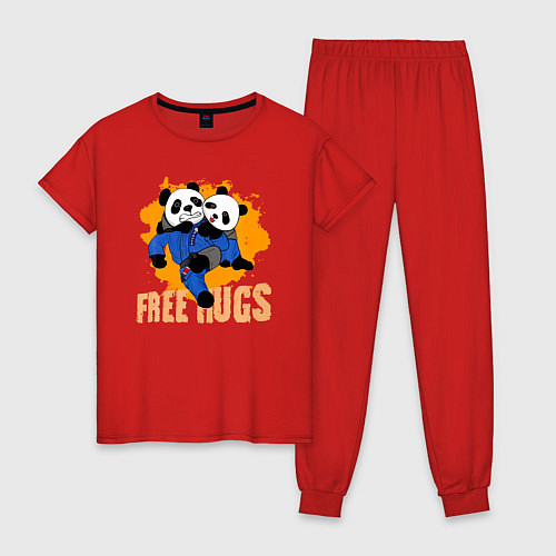 Женская пижама Бесплатные объятия борьба панд / Красный – фото 1